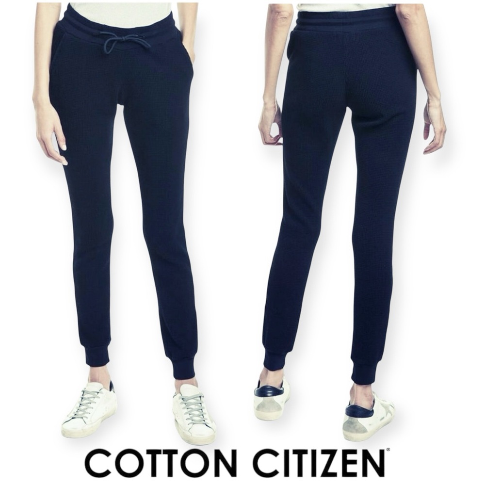 COTTON CITIZEN MONACO THERMAL JOGGER PANTS NAVY BLUE XS WAFFLE KNIT LOUNGE PANTS